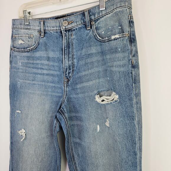 Express High Rise Straight Ankle Jeans Siz10 Light Wash Distressed Stretch Denim - Picture 5 of 13